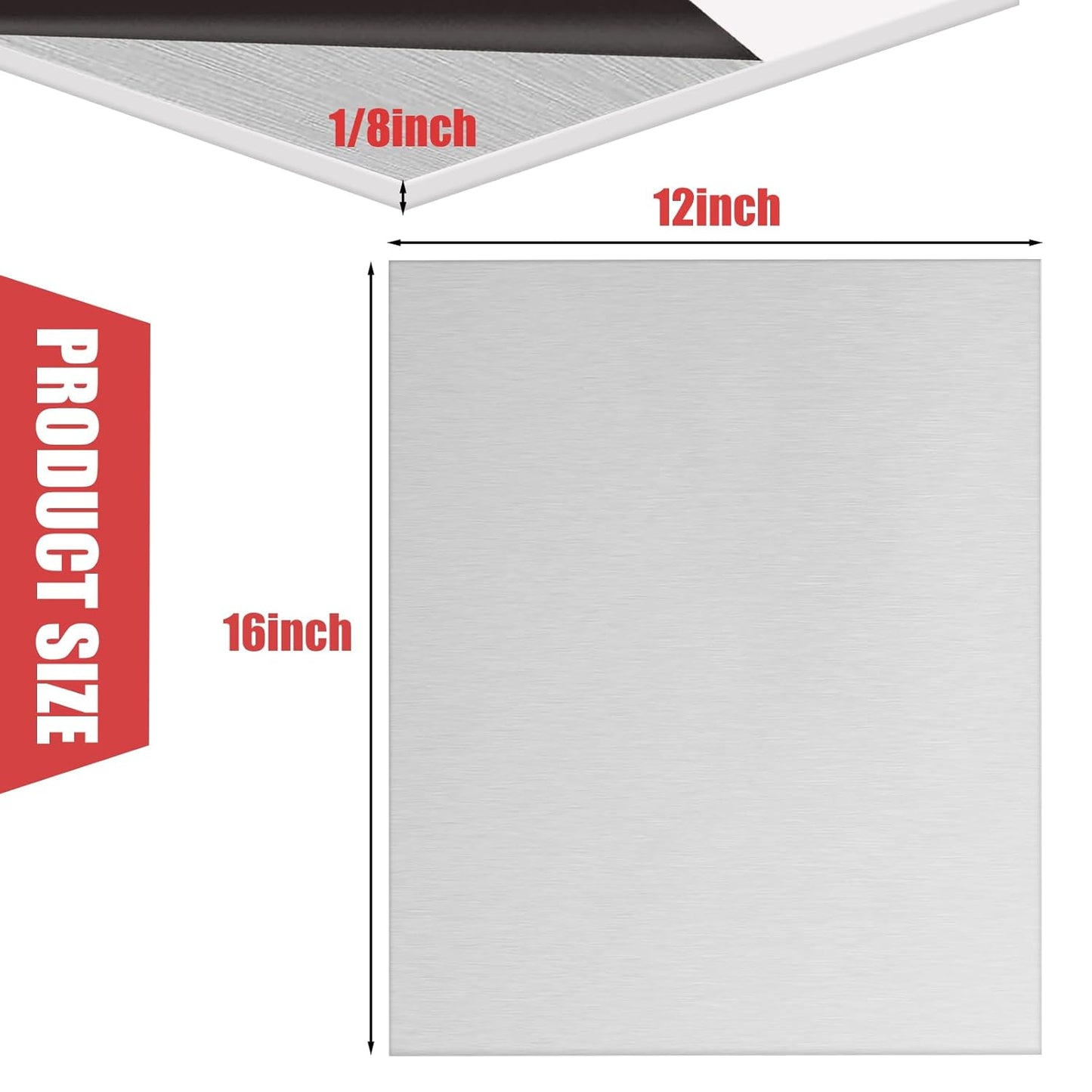 2PCS 6061 Aluminum Sheet Metal, 12" x 16" x 1/8" Thickness Heavy Duty Aluminum Sheets Plates with Protective Film, Rectangle Aluminum Plate Solid Metal Sheet Plate for DIY Projects Base Plate