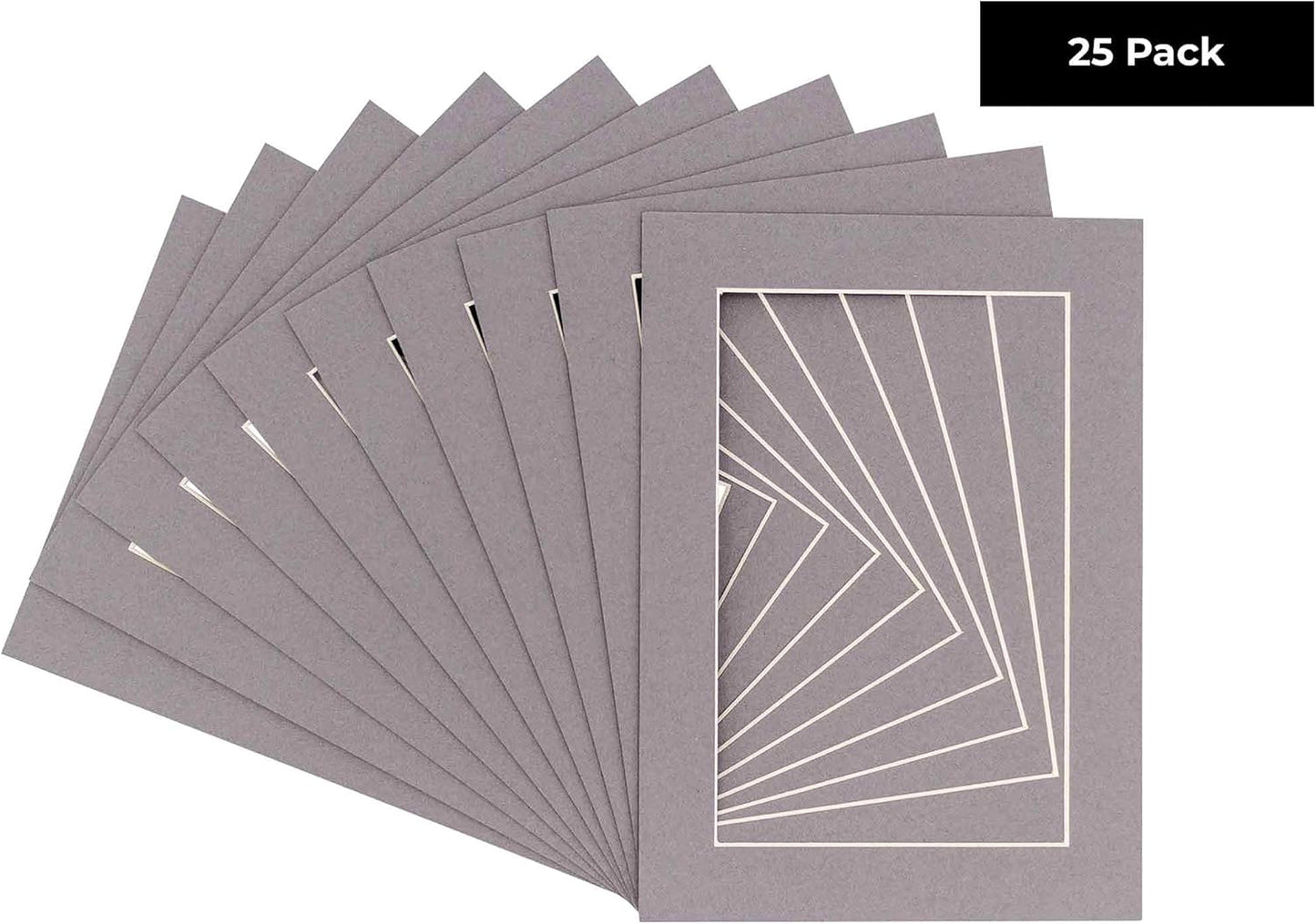 5.5x8.5 Mat for 8.5x11 Frame - Precut Mat Board Acid-Free Charcoal 5.5x8.5 Photo Matte for a 8.5x11 Picture Frame, Premium Matboard for Family Photos, Show Kits, Art, Picture Framing, Pack of 25 Mats