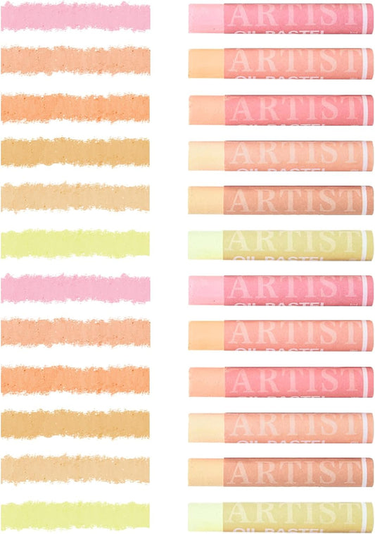 qianshan Soft Oil Pastels 12pc Set of 6 Assorted Colors,Non Toxic,Soft Texture Vibrant and Creamy Oil Crayons Pastels Art Supplies For Professional Artists Beginners Drawing.Skin