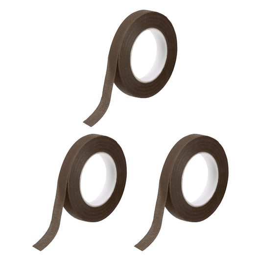 MECCANIXITY 3 Rolls Floral Tapes, 30 Yard x 1/16 in Florist Crepe Flowers Bouquets Tape Adhesive Waterproof for Flower Arranging Wrapping, Coffee