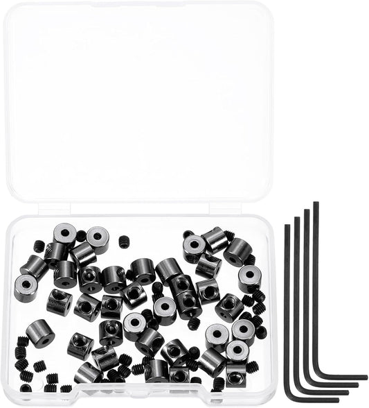 MECCANIXITY 40 Pcs Metal Locking Pin Backs, Locking Pin Keepers Clasp 5mm(H) with 4 Wrench Replacement in Storage Case for Badge, Brooch, Black Tone