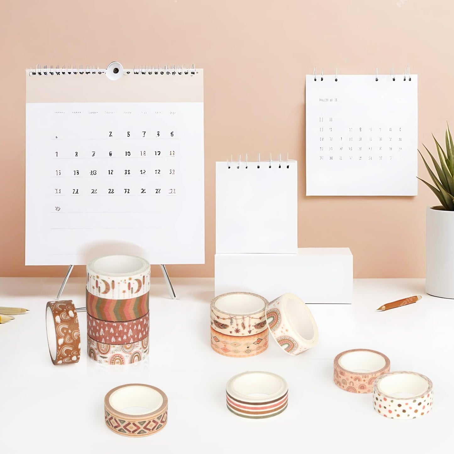 12 Rolls Washi Tape Set, Retro Boho Vintage Colored Rainbow Sun Stars Masking Tapes, Doodle Hand-Drawn Decorative Adhesive Tapes for Planners, Scrapbook, Journal, DIY Art Crafts, Gift Wrapping 16.4Ft