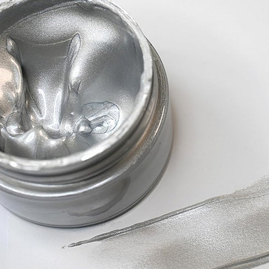 Shimmer Metallic Acrylic Paint Silvery Metallic Chalk Paste 1.7oz/50ml, Ideal for Wood/T-Shirts/Glass/Stone, DIY Crafts Projects Glitter Pearlescent Golden Pigment Suitable for Beginners Artists