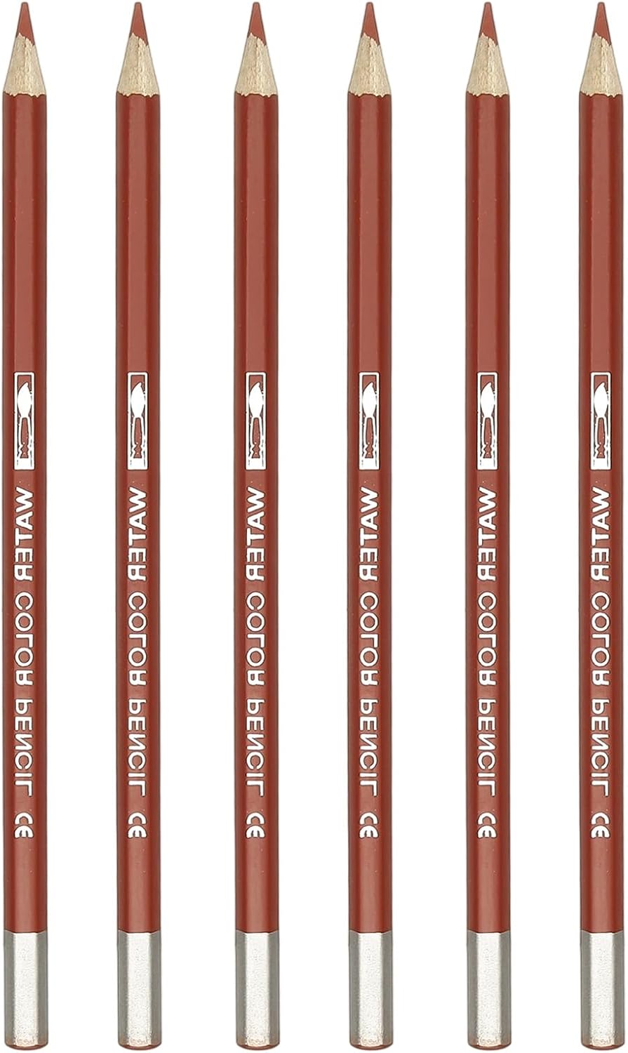 PATIKIL Watercolor Pencil, 6Pcs Water Soluble Pencils for Blending, Coloring, Sketch Drawing, Painting, Bright Brown
