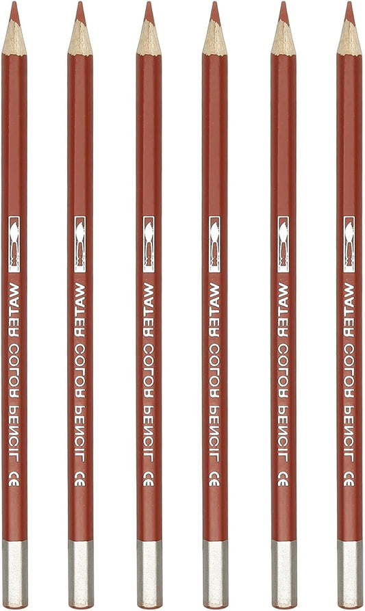 PATIKIL Watercolor Pencil, 6Pcs Water Soluble Pencils for Blending, Coloring, Sketch Drawing, Painting, Bright Brown