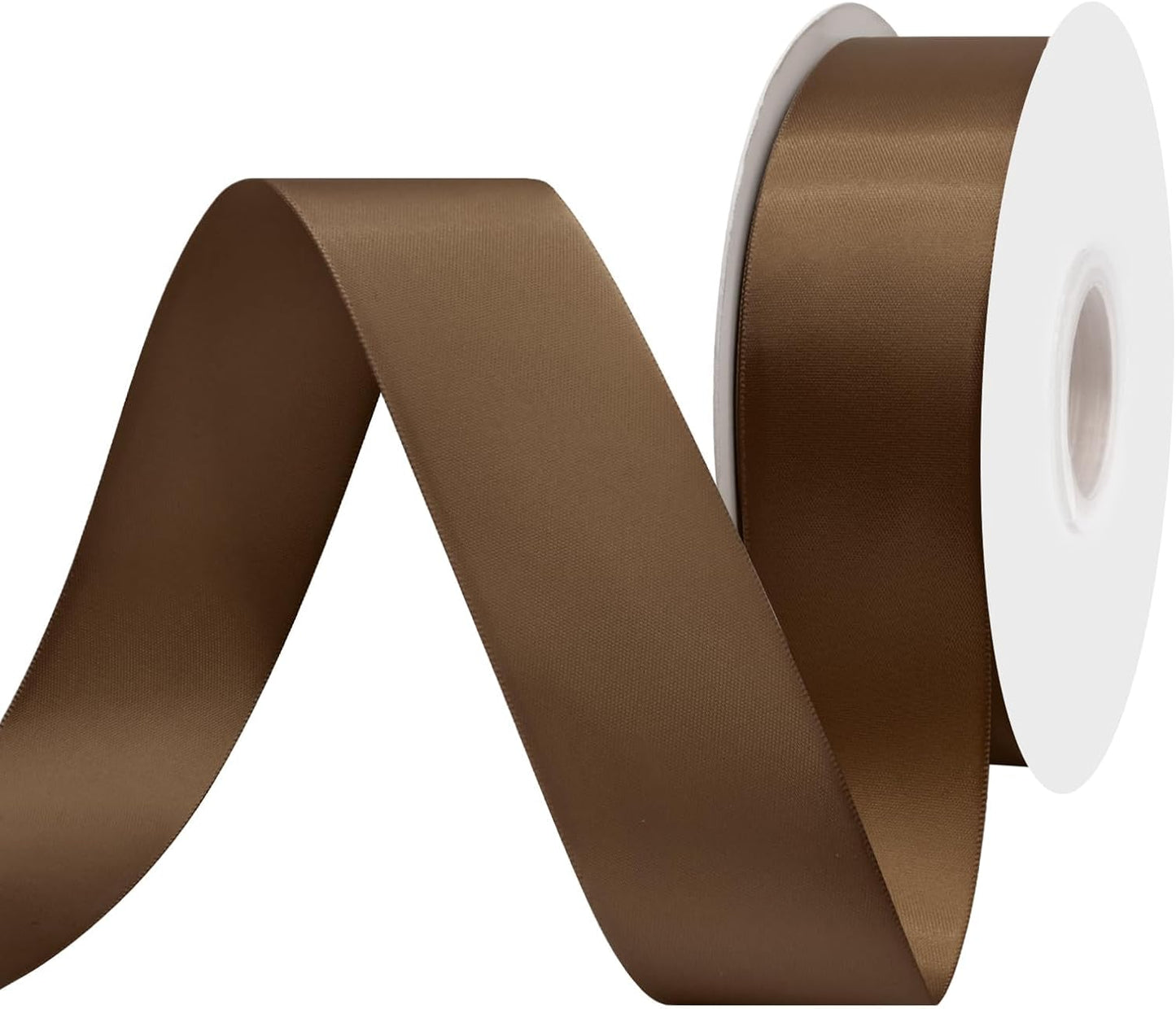 Brown Satin Ribbon 1-1/2" X 50 Yards Solid Color Double Faced Ribbons Perfect for Crafts Wedding Decor Bow Making Arts Sewing and More