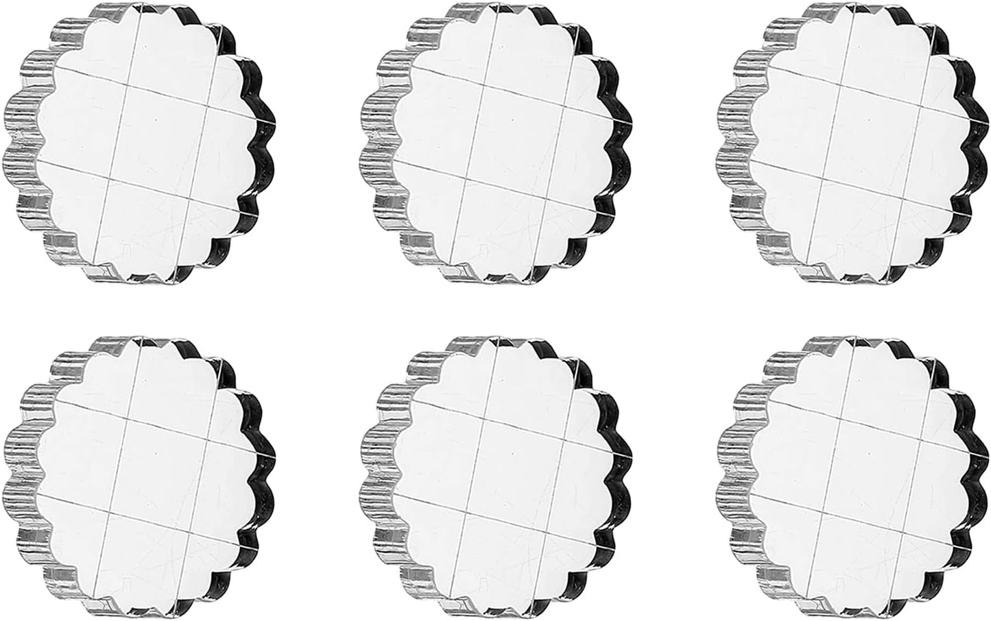 PATIKIL 1.4" Acrylic Stamp Block, 6Pcs Clear Stamping Block with Grid Lines Decorative Mounting Blocks Round for Scrapbooking DIY Crafts Card Making