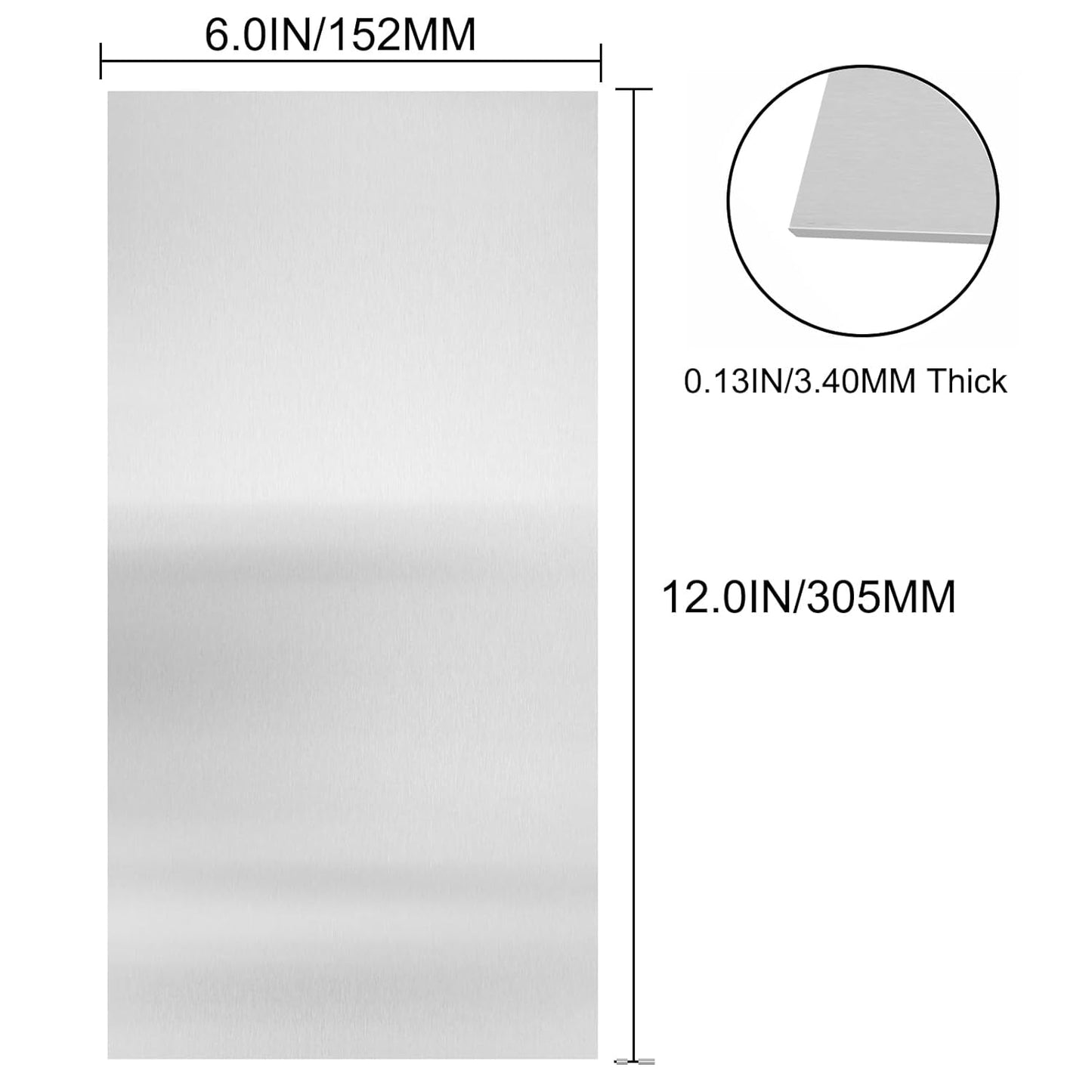 430 Stainless Steel Sheet Metal 6" x 12" x 1/8" (3.40MM) Inch Metal Plates for Magnetic Mount Board Wall 10GA 430 Stainless Steel Shim Stock Plates Metal Sheets for Crafting, Kitchen, Office