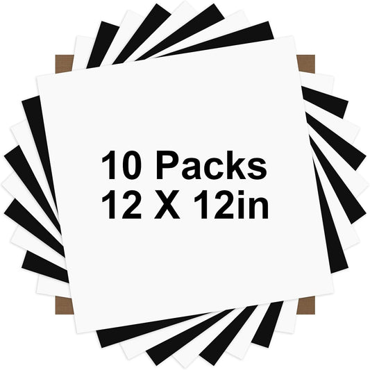 HTVRONT HTV Heat Transfer Vinyl Bundle: 5 White HTV Vinyl and 4 Black Heat Transfer Vinyl Sheets, 12"x12" PU Iron on Plus 1 PTFE Sheet Easy to Cut & Weed for Heat Design