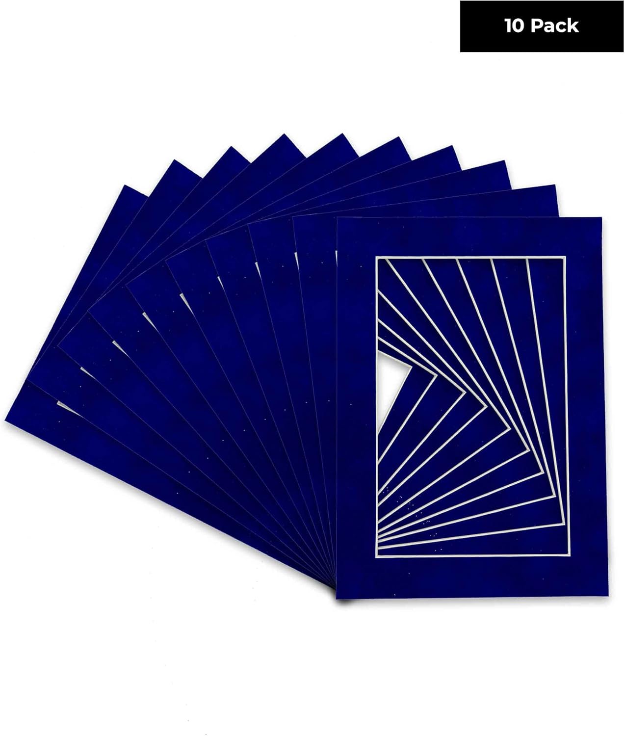 Pack of TEN 8.5x11 Mats Bevel Cut for 7x9 Photos - Acid Free Royal Blue Suede Precut Matboards For Pictures, Photos, Framing - 4-ply Thickness