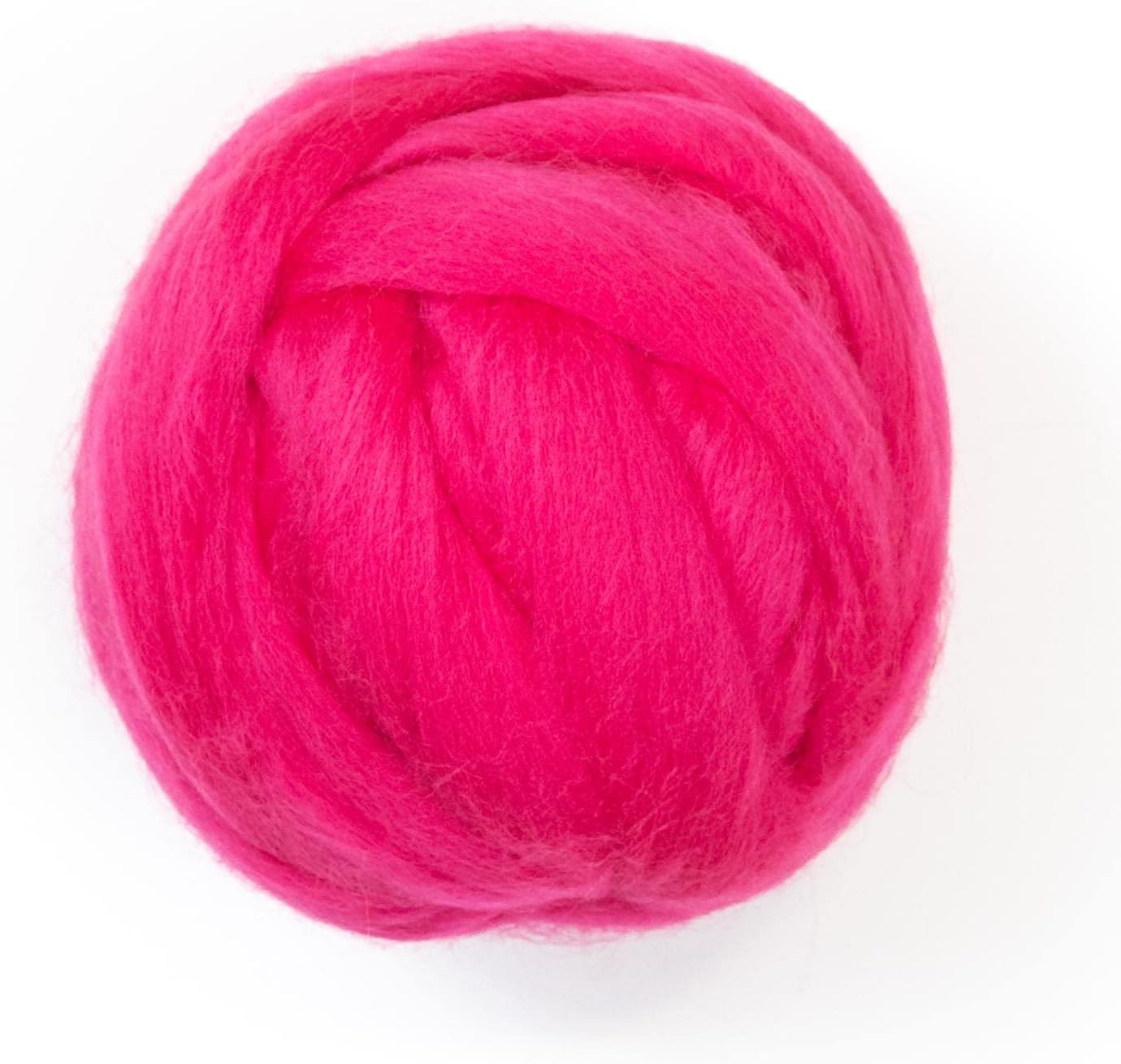 Colored Natural Wool roving, 8 OZ. Best Wool for Needle Felting, Wet Felting, handcrafts and Spinning. (Fuchsia)