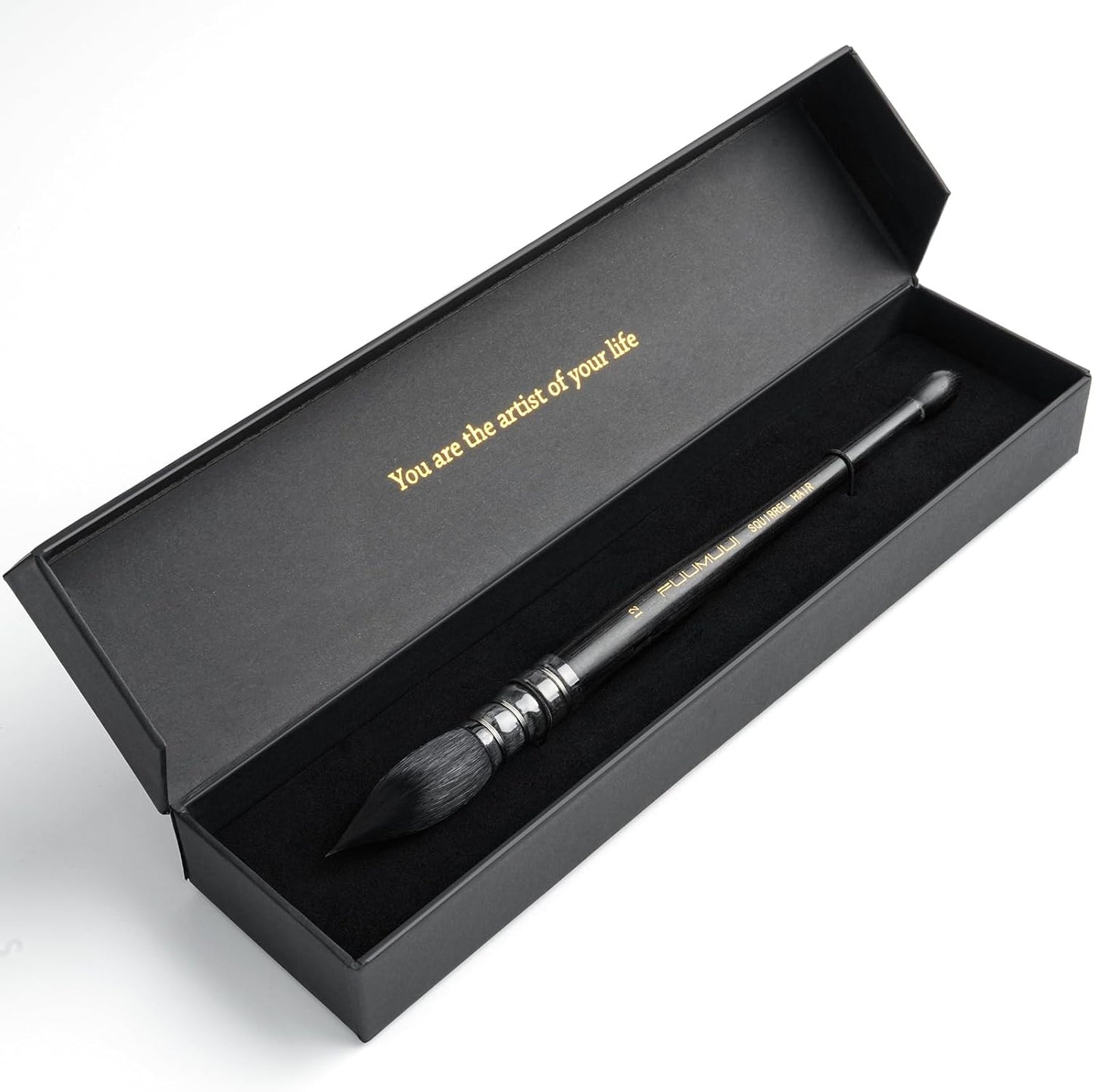 Professional Watercolor Brush, Fuumuui Natural Squirrel Hair Mop Brush, Round Quill Detail Fine Tip Watercolor Paint Brush for Water Color Gouache Ink Painting - Sizes #12