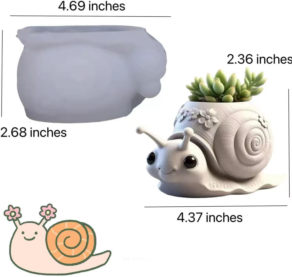 Animal Resin Molds Silicone 3D Cute Snail Epoxy Resin Plaster Candle Holder Wax Molds for Candle Making, Art Crafts DIY Unique Display Home Decor