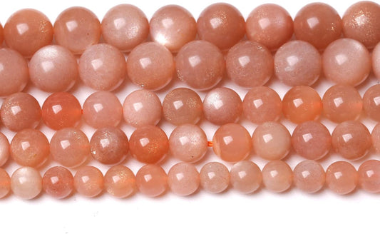 60pcs 6mm 7A Natural Orange Sunstone Round Loose Spacer Beads for Jewelry Making DIY Bracelets Necklaces Healing Energy Stone Beads (6mm, 7a Suntone)