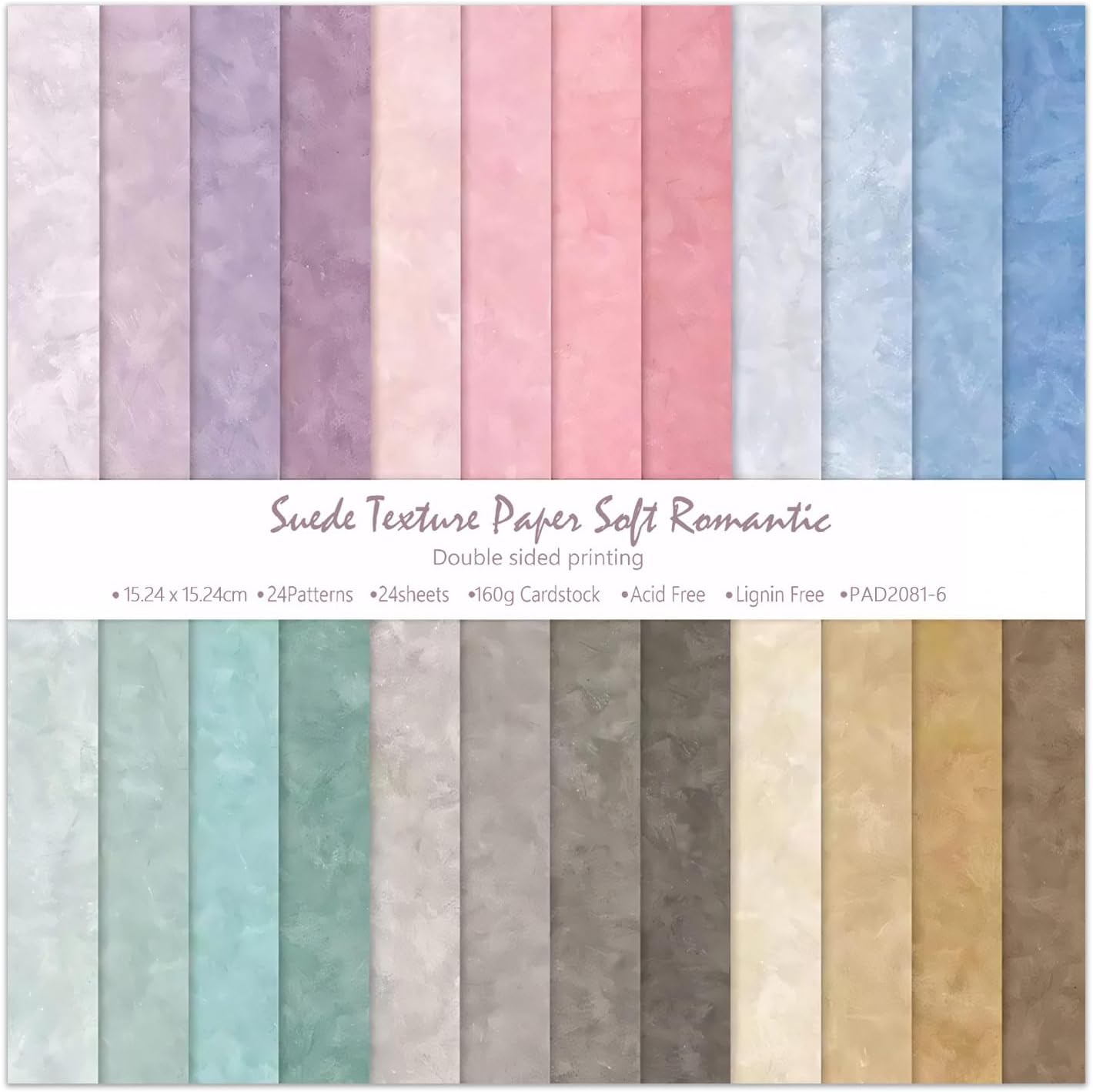 6 Inch Macaron Color Scrapbooking Paper Pad - 24 Sheets Double Sided Aesthetic Design for Card Making Photos Album Journals Material Decorative Collage Origami DIY Crafts Gifts Wrapping