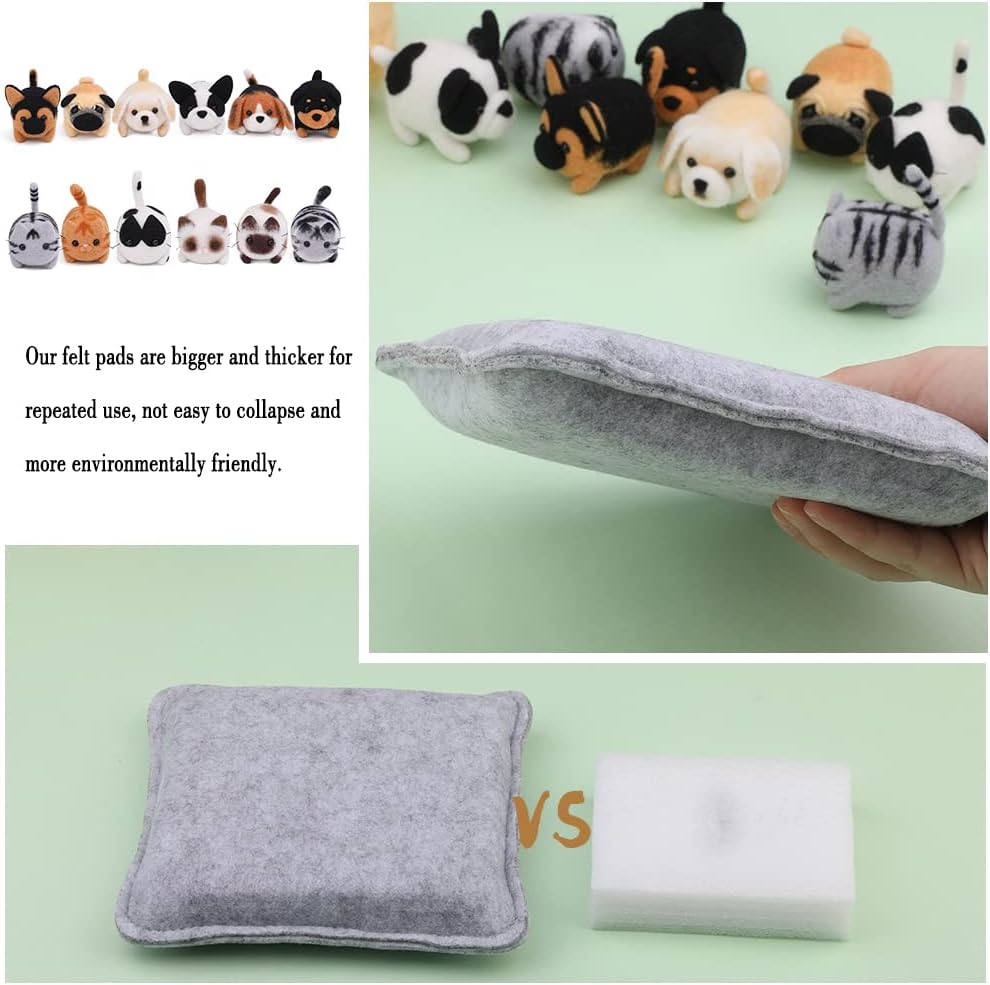 Mayboos Needle Felting Kit, 12 Pieces Doll Making Wool Needle Felting Starter Kit with Instruction, Felting Foam Mat and DIY Needle Felting Supply for DIY Craft Animal Home Decoration