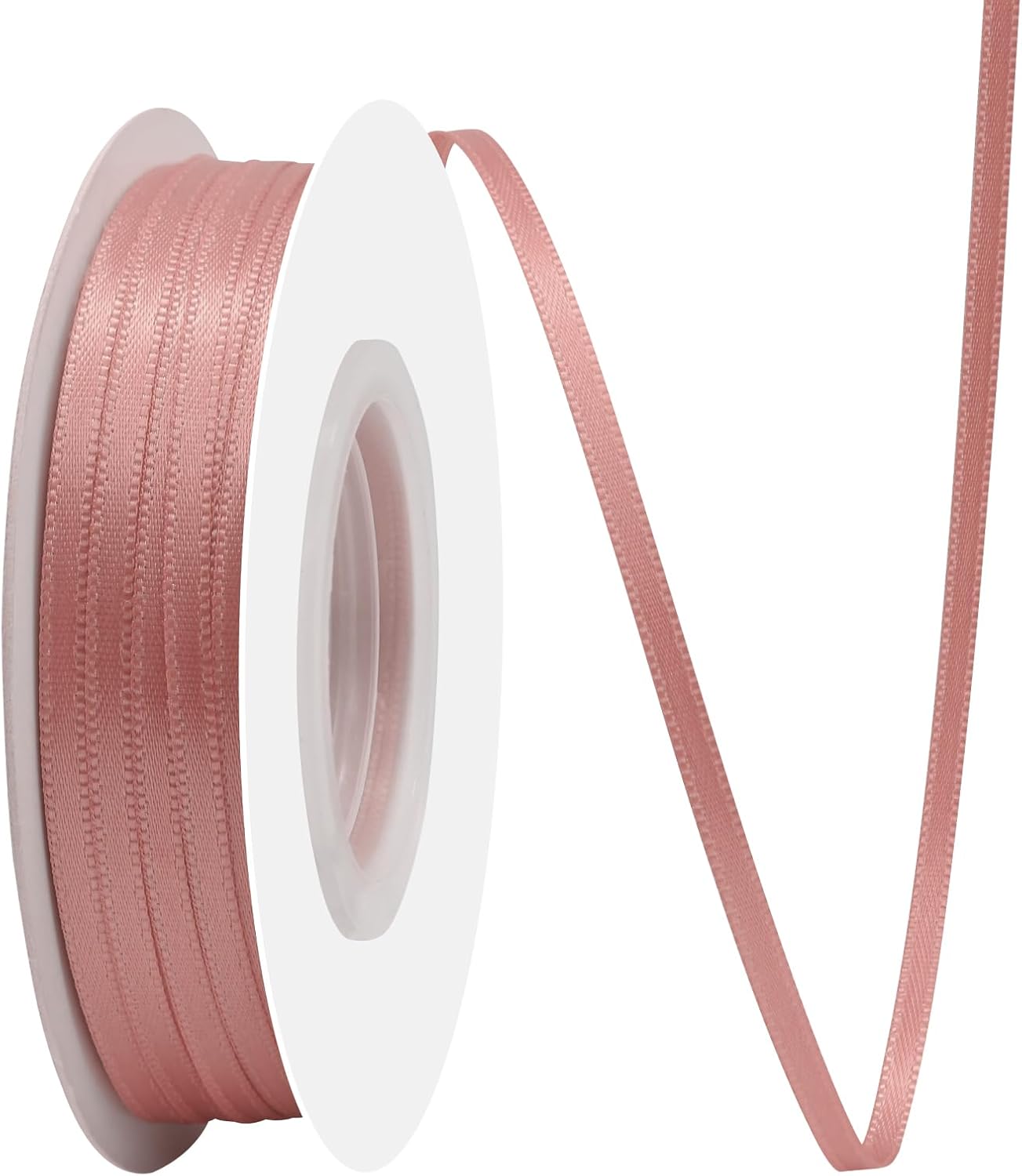 Dusty Rose Satin Ribbon 1/8" X 50 Yards Solid Color Double Faced Ribbons Perfect for Crafts Wedding Decor Bow Making Arts Sewing and More