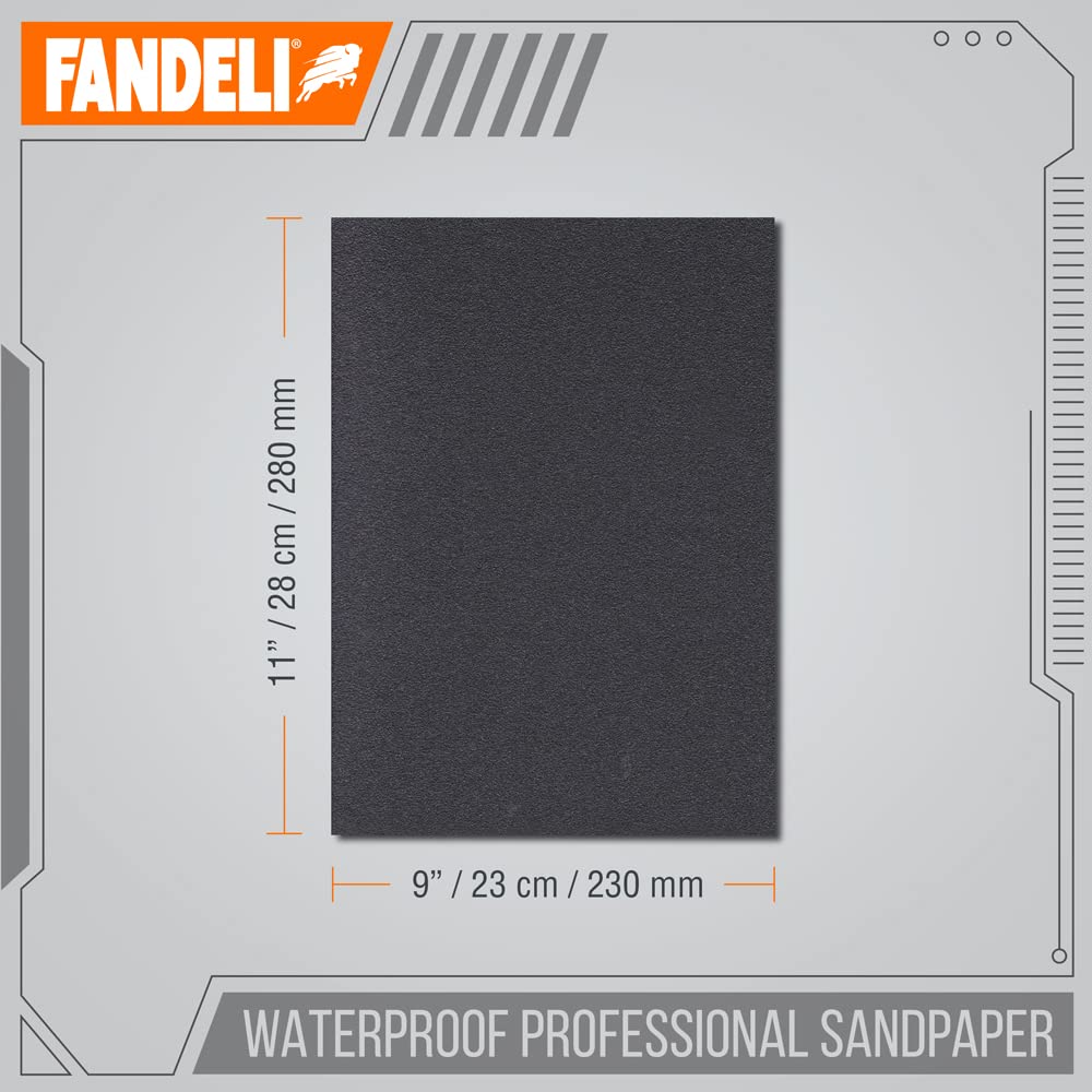 Fandeli | Waterproof Sandpaper | for Car Polishing, Wooden Furniture Sanding and Metal Sanding | Water Resistant (Assorted Grits (220, 320, 400))