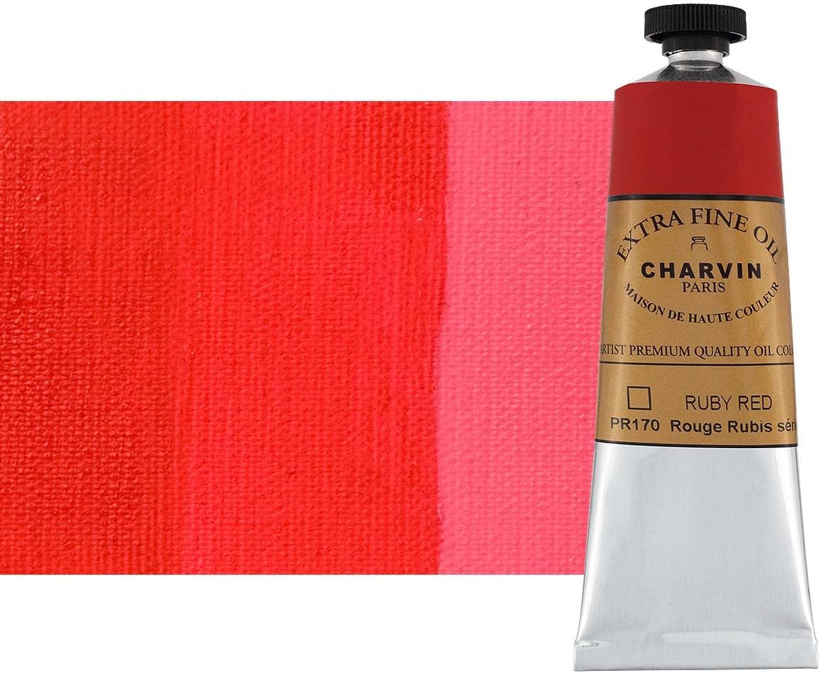 Charvin Extra Fine Oil Paint, Ruby Red 60 mL - Triple-Milled, Rich Texture, Poppy Oil-Based, Light-Fast, Handmade, Archival Quality