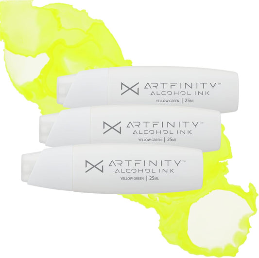Alcohol Inks 3 Pack - Vibrant, Professional, Dye-Based Alcohol Inks for Artfinity Alcohol Markers, Artists, Drawing, & More! - Yellow Green YG1-1