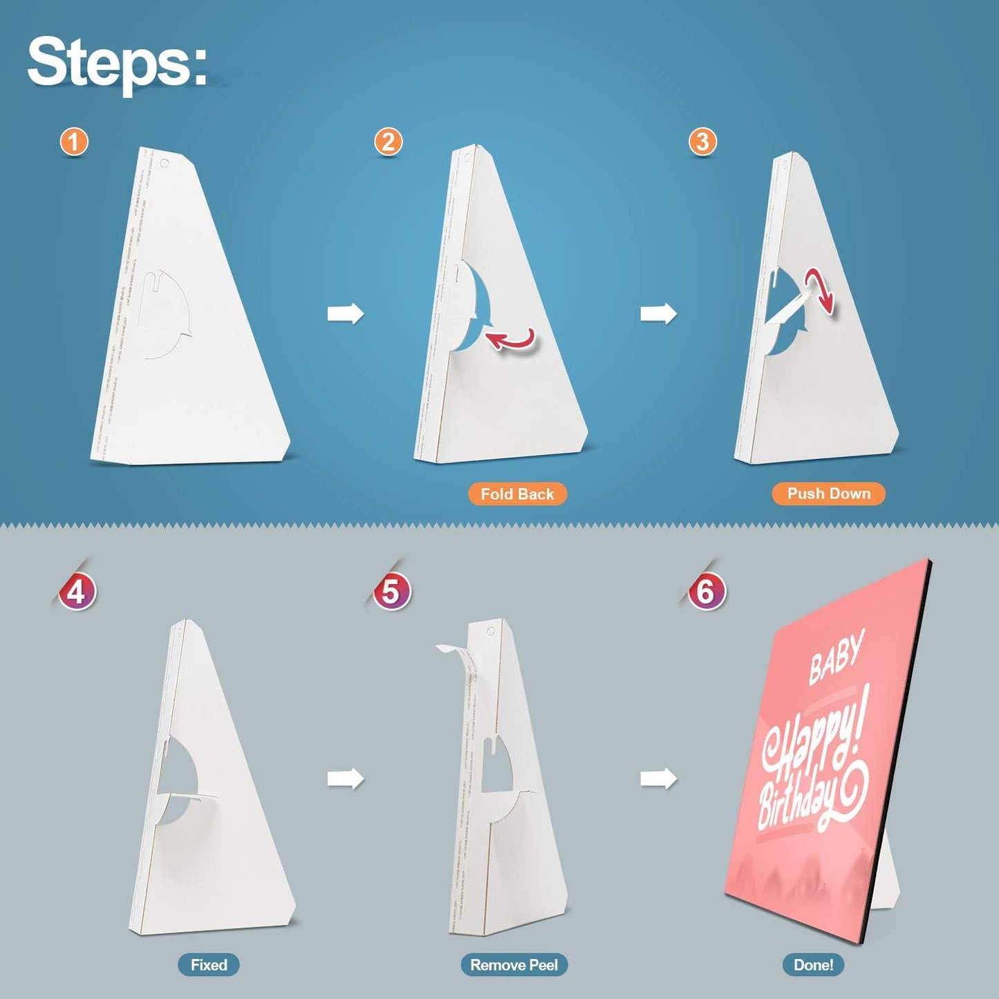 Golden State Art, 9 Inch Self Stick Easel Back, Cardboard Stand, Single Wing, Archival Quality, Display Posters Pictures Brochures, Easy and Fast Application (Pack of 50) White, Made in USA