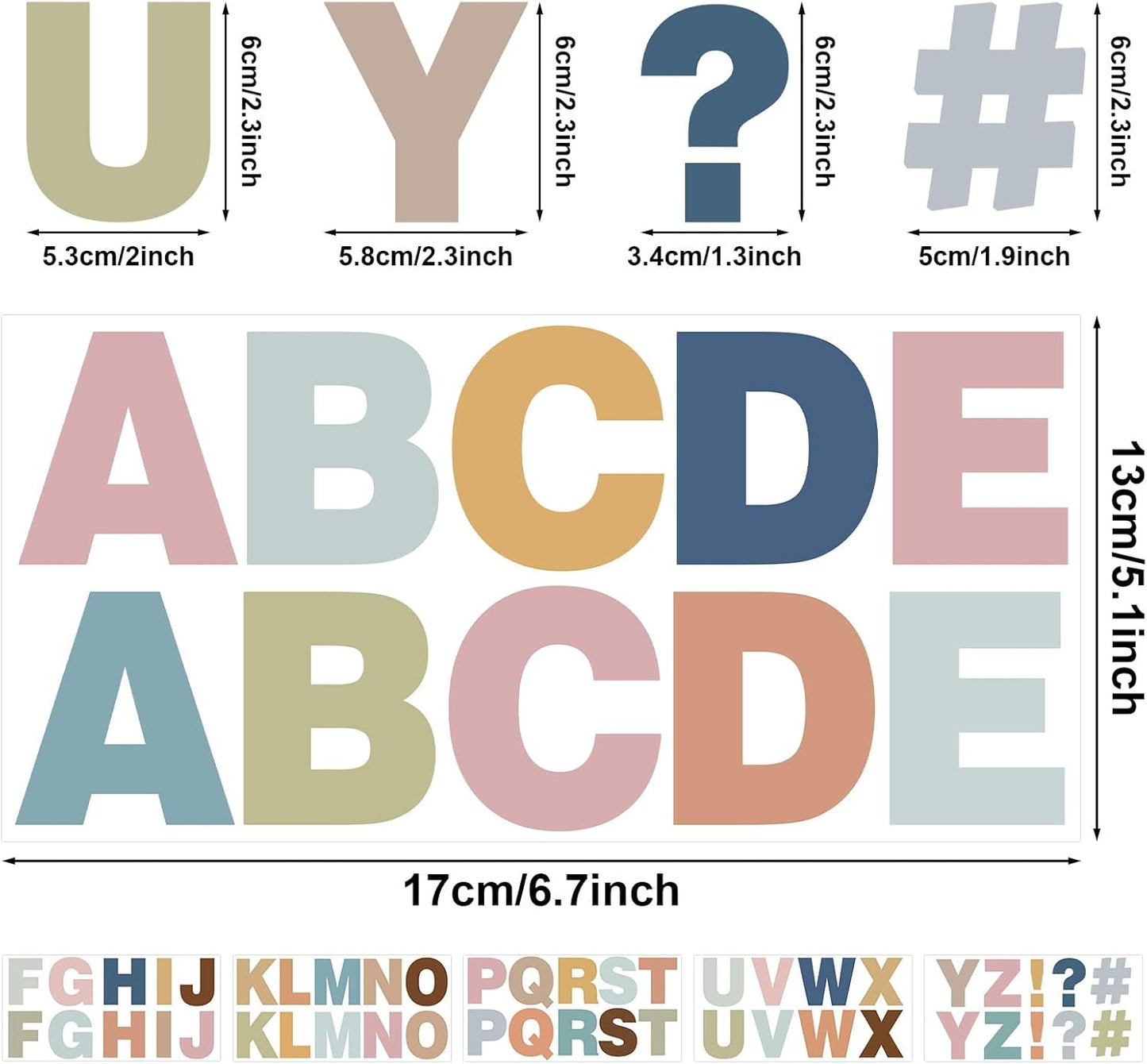 232 Pcs 24 Sheets Boho Bulletin Board Letters,2.4 Inch Letter Stickers Self, Large Alphabet Stickers, ABC Letters for Classroom Wall Window Door Home Decor.(Boho 24)