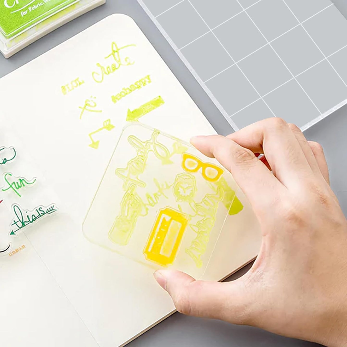 6PCS Acrylic Stamping Block, Clear Acrylic Block for Stamping, Stamp Block Decorative Stamp Block for DIY Craft, Stamping Block Scrapbooking Craft Making, Clear Stamping Blocks Tool