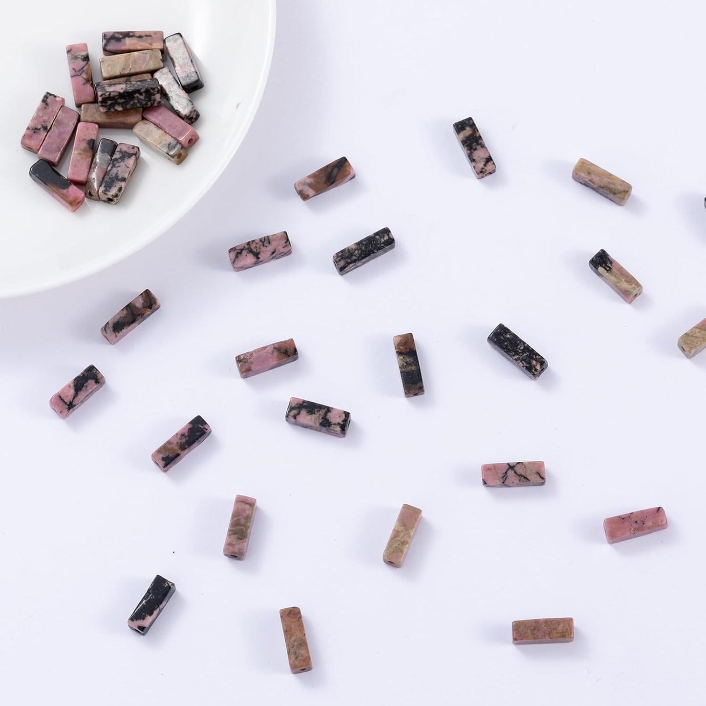 Natural Rhodochrosite Rectangle Tube Beads 4x13mm 38cm/str Loose Semi Gemstone Stone Beads for Making Bracelets Necklace Earrings