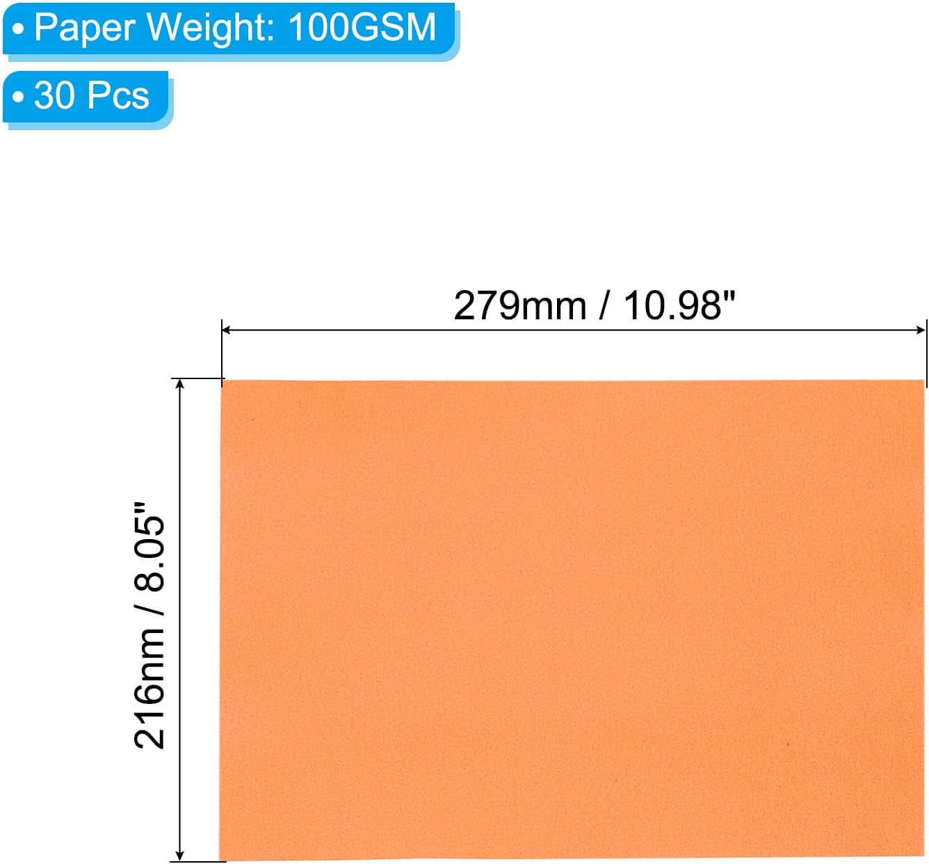PATIKIL 30 Sheets Vellum Paper 8.5x11inches, Printable Translucent Paper 100GSM Colored for Invitations Laser Inkjet Printing Card Making Crafting Wedding Tracing, Orange
