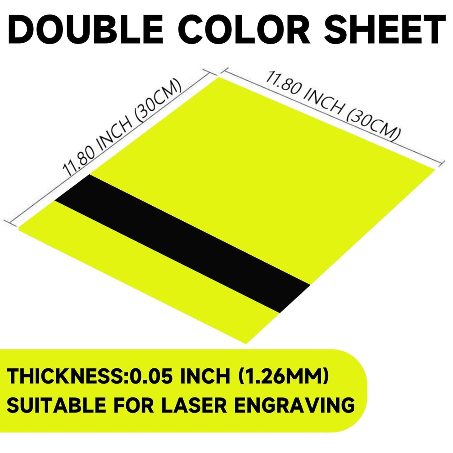 5PCS Laser Engraving Double Color ABS Plastic Sheet,Two-Tone Laserable Engraving Plastic Sheets for Name Badge,Office Label,Laser Artistic Product,Size 11.73" x 11.73",Lemon Yellow/Black