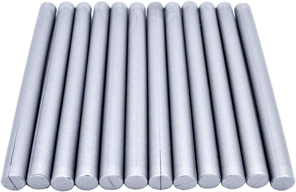 Large Silver Sealing Wax Seal Sticks for Standard Size Glue Gun, Homemade Wedding Invitation Wax Seals - Pack of 12