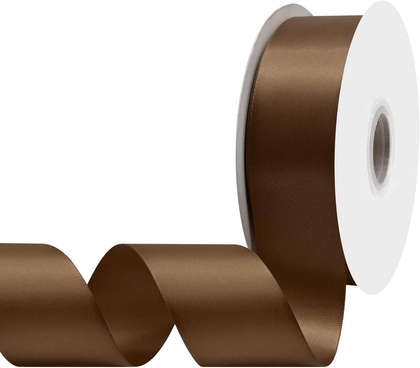 Brown Satin Ribbon 1-1/2" X 50 Yards Solid Color Double Faced Ribbons Perfect for Crafts Wedding Decor Bow Making Arts Sewing and More