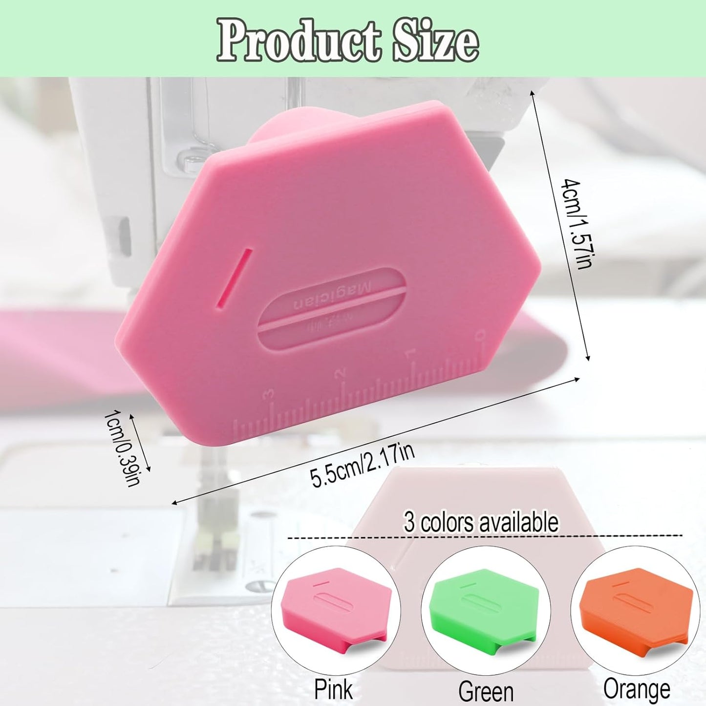 3PCS Magnetic Seam Guide for Sewing Machine, Multifunctional Polygonal Hemmer Guide with Scale, Universal Sewing Quilting Supplies Accessories Tools