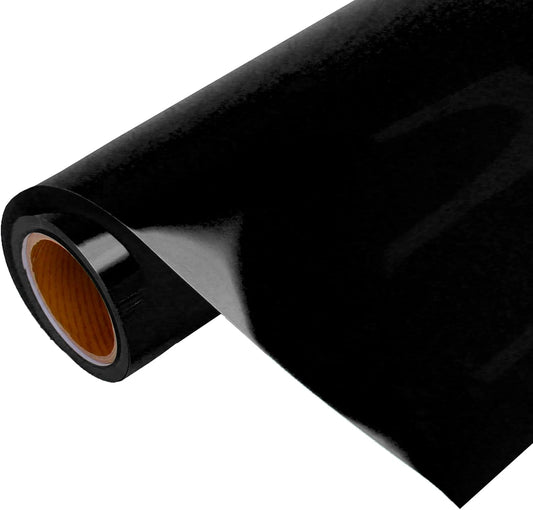 Threadart Metallic Foil Black Heat Transfer Vinyl Film | Custom Cut Roll 20" Wide by The Yard | Compatible with Venture Explore and Maker, Silhouette Cameo, & Large Format Cutters