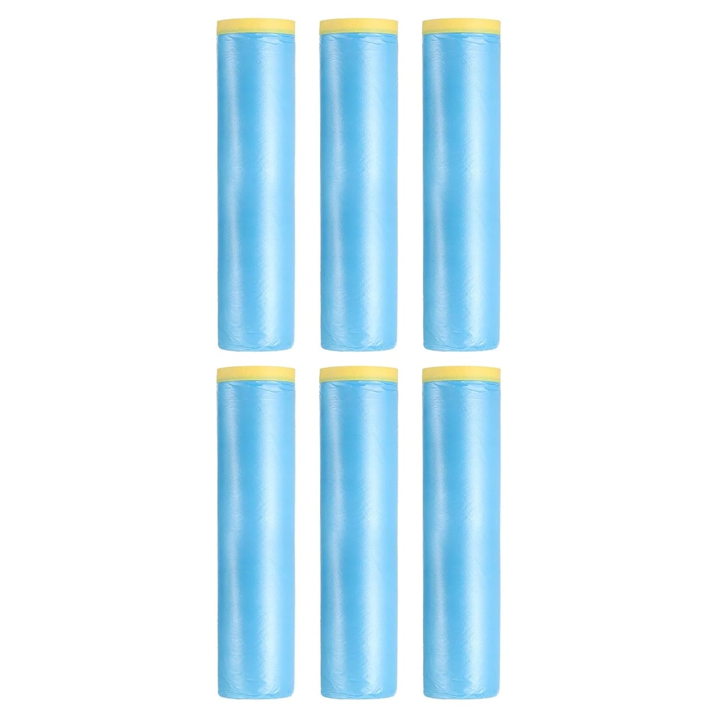 uxcell Pre-Taped Masking Film, 7.9ft x 82ft Plastic Paint Drop Cloth with Medium-Tack Painters Tape for Painting Spraying Protection Blue Film 6Pcs