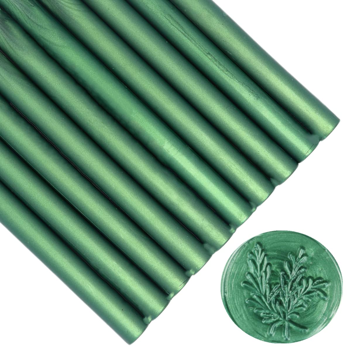 Pine Green Wax Sealing Sticks - 10pcs for Glue Gun and Seal Stamp, Melting Wax for 0.43'' Glue Gun