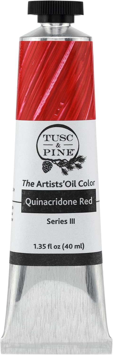 Tusc & Pine Artist Oil Paint - Quinacridone Red, 40 ml, Non-Yellowing, Rich & Creamy Consistency, Maximum Pigment Load, Small Batch Milled Oil Paints Made in the USA for Professional Artists