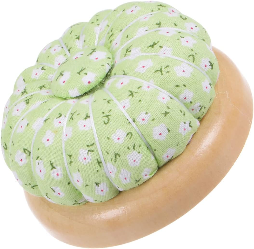 HARFINGTON 2pcs Pin Cushions Sewing Needle Cushion Needle Holder Pincushions with Magnetic Wooden Base for Sewing Quilting Needlework DIY Crafts, Green White Red