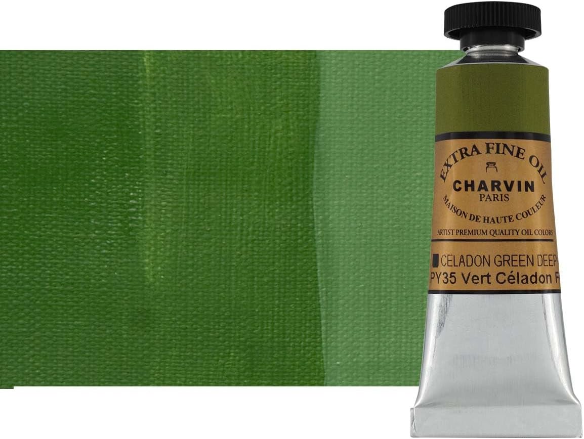 Charvin Extra Fine Oil Paint, Chrome Oxide Green 20 ml - Triple-Milled, Rich Texture, Poppy Oil-Based, Light-Fast, Handmade, Archival Quality