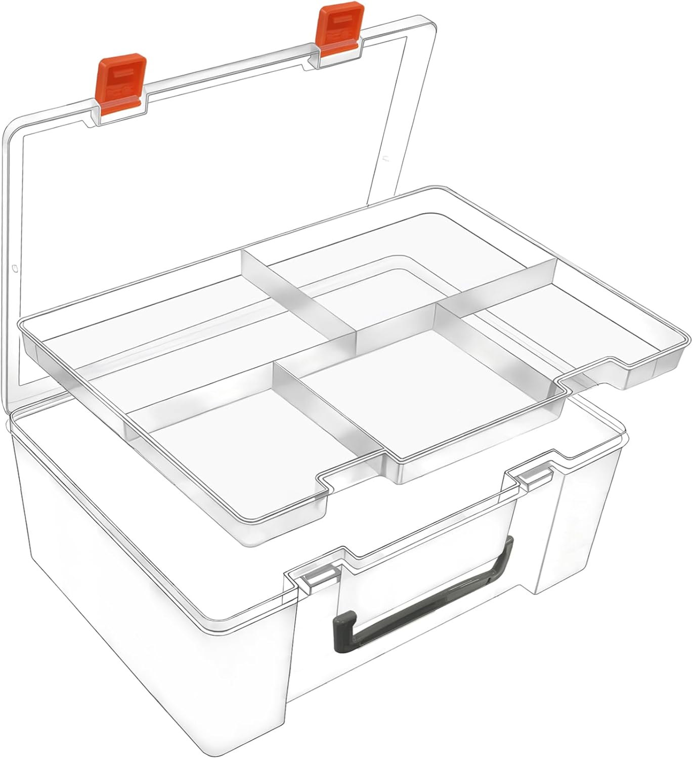 DUOFIRE Two Layers Compartment Organizer Box Plastic Organizer Box Plastic Jewelry Boxs Craft Storage Containers Storage Boxs for Accessories, Cosmetic, Toy, Jewelry Beads, Tapes (5+1 Grid)