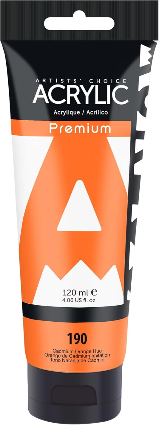 AUREUO Cadmium Orange Hue Acrylic Paint, 4 Fl Oz / 120ml Single Tube, Rich Pigment Art Craft Paints for Canvas, Rocks, Wood, Ceramic, Fabric - Art Supplies for Beginners, Professionals, Artists