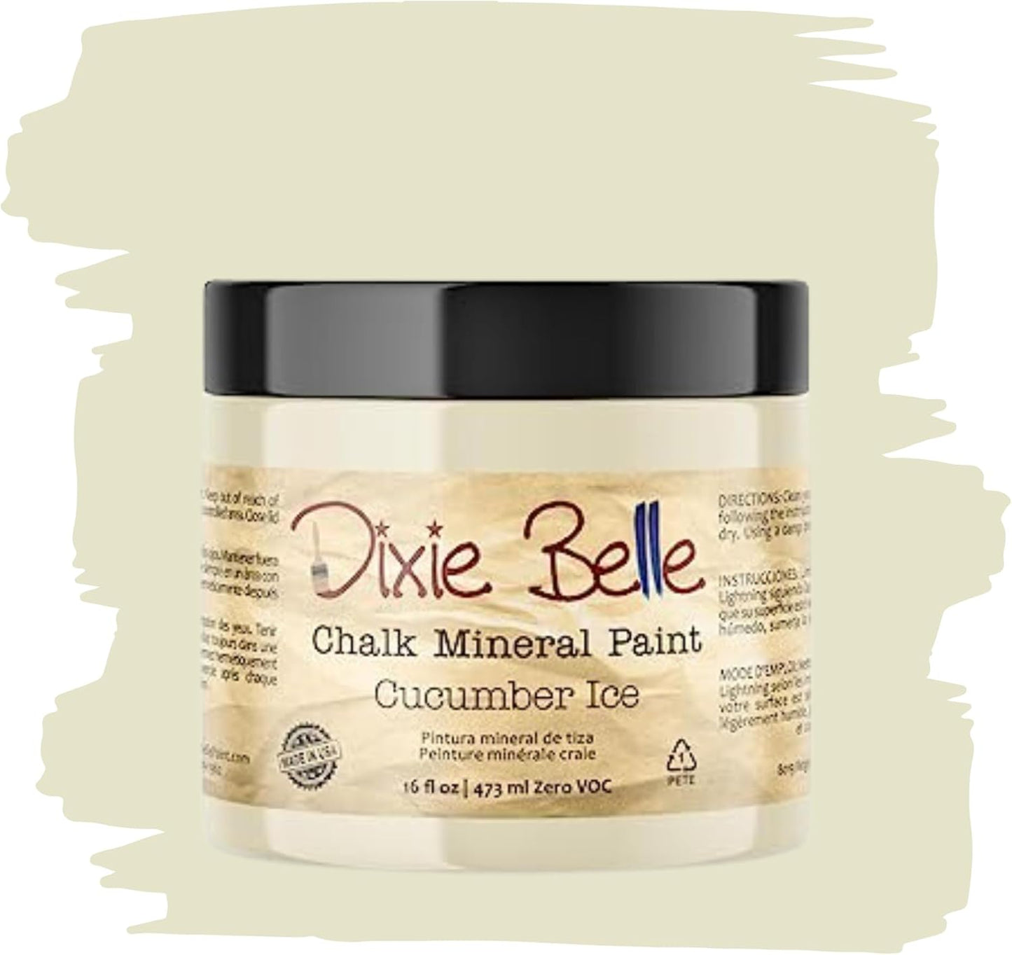 Dixie Belle Paint Company Chalk Finish Furniture Paint - Cucumber Ice (16oz) - Matte Subtle Green Chic Chalk Mineral DIY Furniture Paint