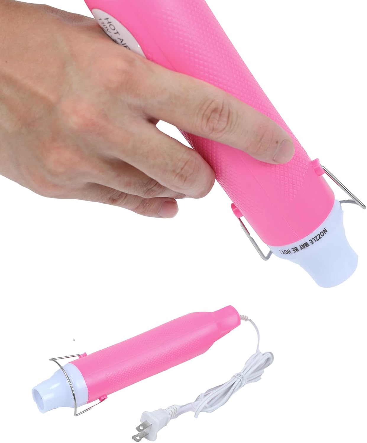 Heat Gun for Crafting, 110V 300W Handed Hot Air Gun, 3.28FT Ultra-Long Cable Portable Heat Gun with Stand and Power Cord for Shrinking Wrapping PVC, DIY Embossing and Drying Paint (Pink)