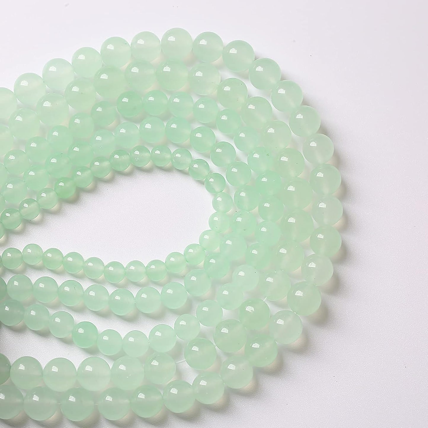 8mm 46pcs Natural Green Jade Chalcedony Beads Energy Healing Power Stone Beads for Jewelry Making Round Loose Beads DIY Bracelet 15" (Green Jade, 8mm)