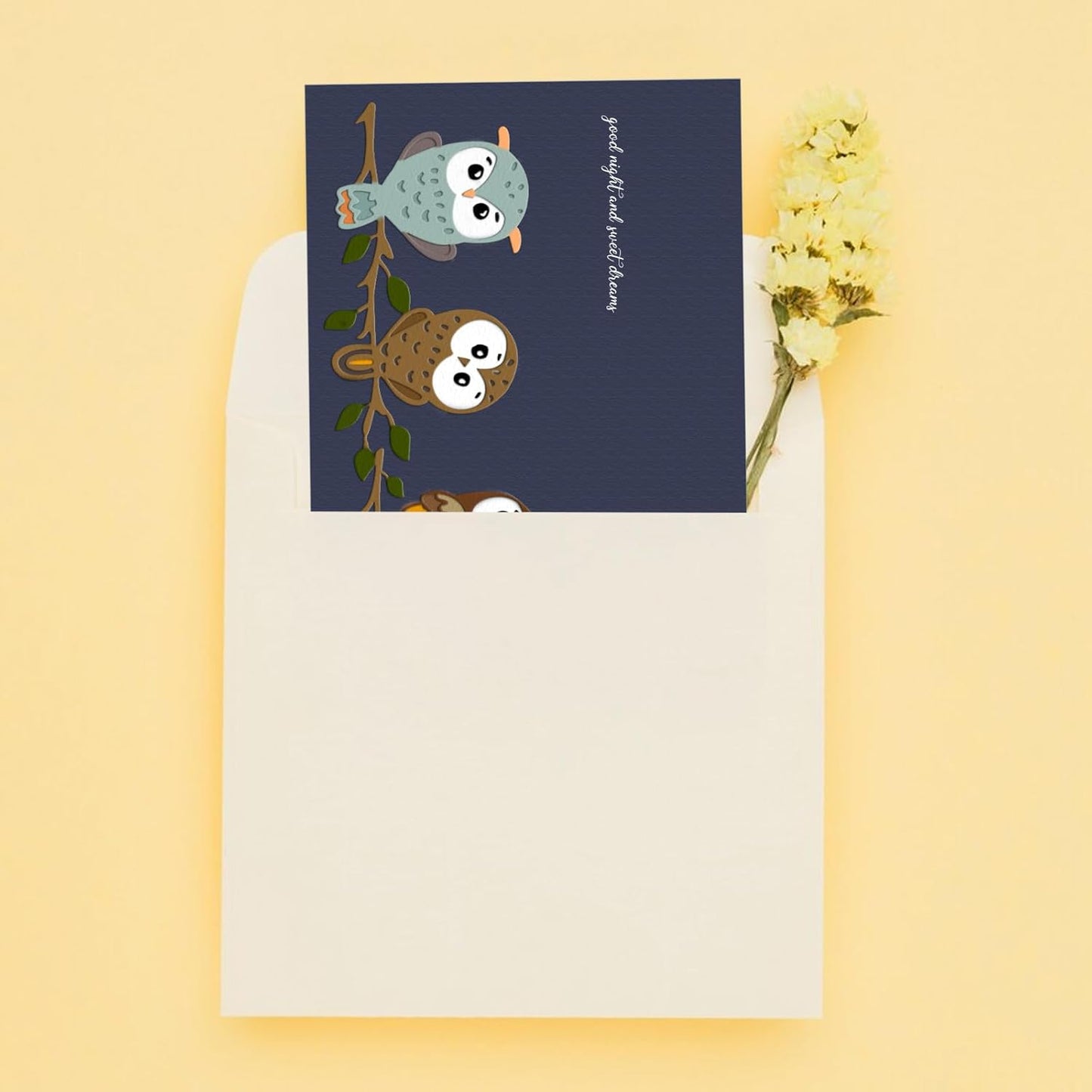 Threetols 3-D Textured Impressions Embossing Folder, Owl Background Embossing Folder for Card Making, Fall Branch Frame DIY Plastic Scrapbooking Photo Album Card Paper DIY Craft Decor Template Mold