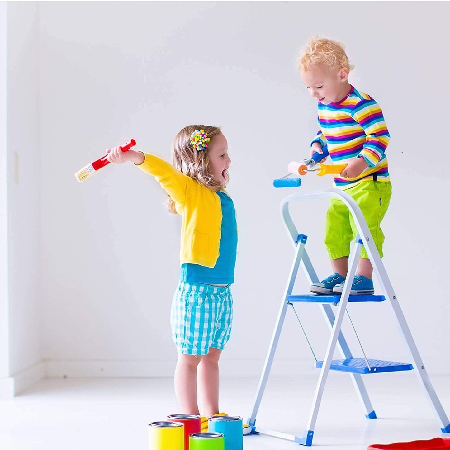 RZJZGZ Mini Foam Paint Roller Painting Decorating Touch Up Trim Kit 2 inch Small Paint Roller Tray Set with High-Density Foam Roller Covers, Mini Wool Brush,2" Paint Frame, Pack of 6