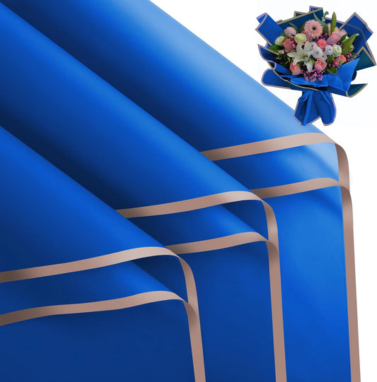 FUHITIM 20 Sheets Flower Wrapping Paper - Waterproof Floral Gift Packaging Paper for DIY Crafts，Florist Supplies Packaging Paper for Wedding Birthday Gift (Royal Blue)