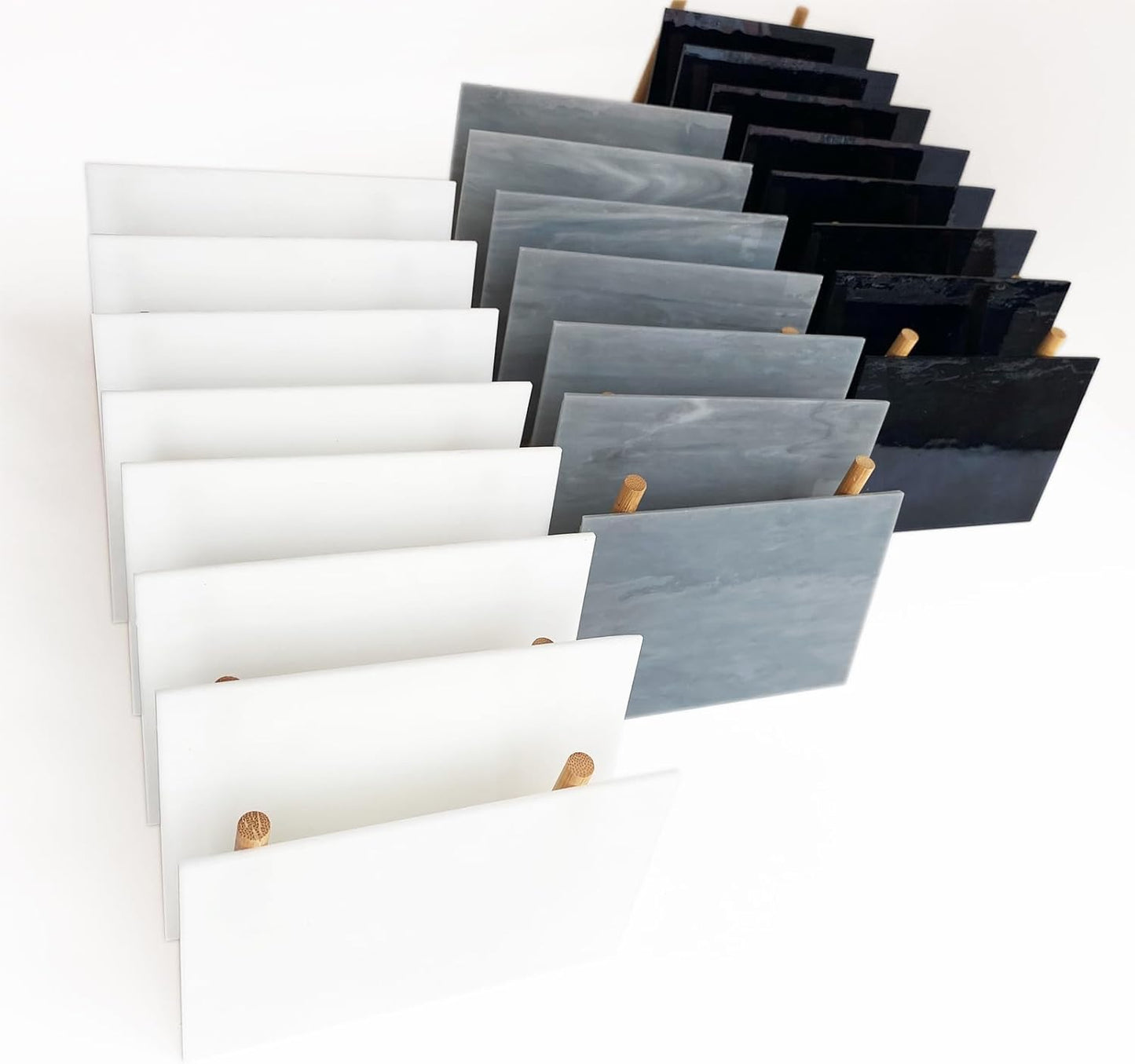 24 Sheets Stained Glass Sheet Black White Gray Collection, 4 X 6 inch Art Glass Mosaic Tiles for Crafts, Stained Glass Supplies for Stained Glass and Mosaic Projects