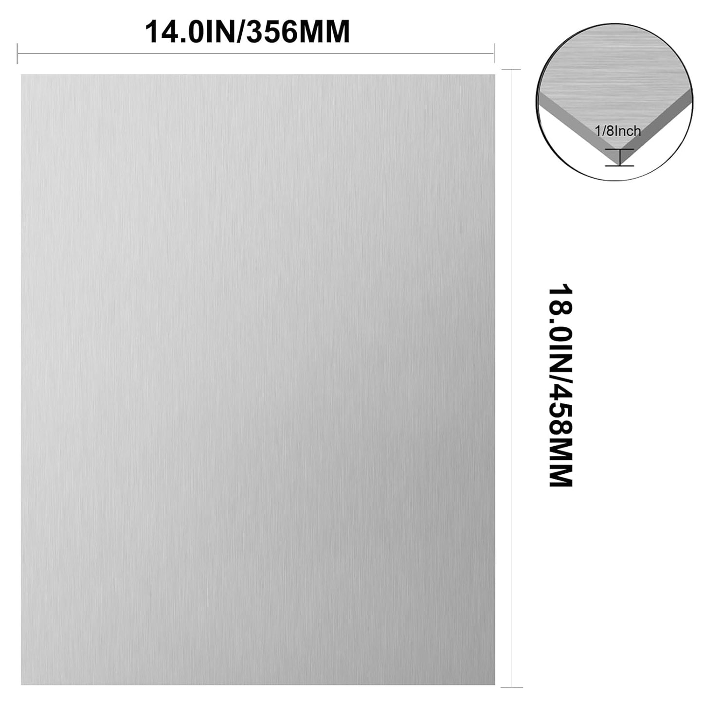 6061 T651 Aluminum Sheet Metal 14 x 18 x 1/8 (0.125') Inch Flat Plain Aluminum Plate Covered with Protective Film, Heat Treatable Rectangle 3MM Metal Plate for Crafting, Industrial