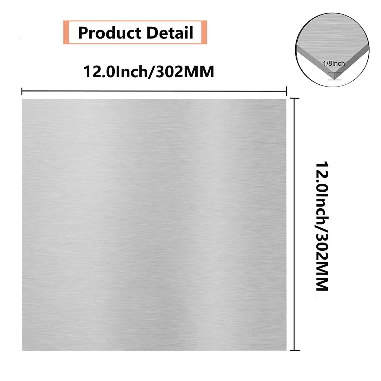 6061 T651 Aluminum Sheet Metal 12 x 12 x 1/8 (0.125”) Inch Flat Plain Aluminum Plate Covered with Protective Film, Heat Treatable Rectangle 3MM Aluminum Metal Plate for Industrial